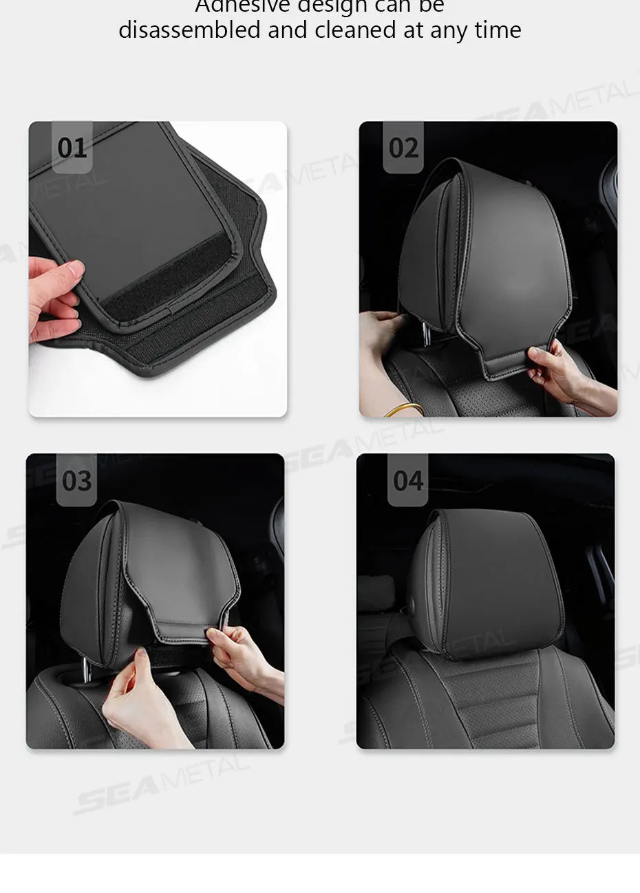 BLALION Premium Car Headrest Cover Universal Leatherette Neck Support Protector