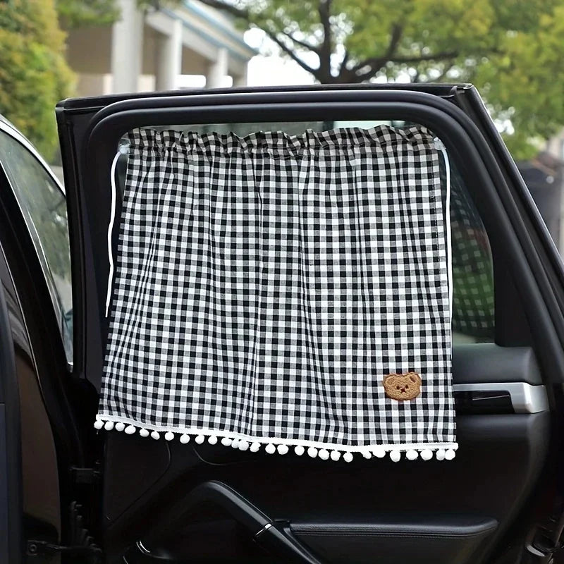 1pc Universal Car Sun Shade Curtains Cute Cartoon Bear Rear Side Window