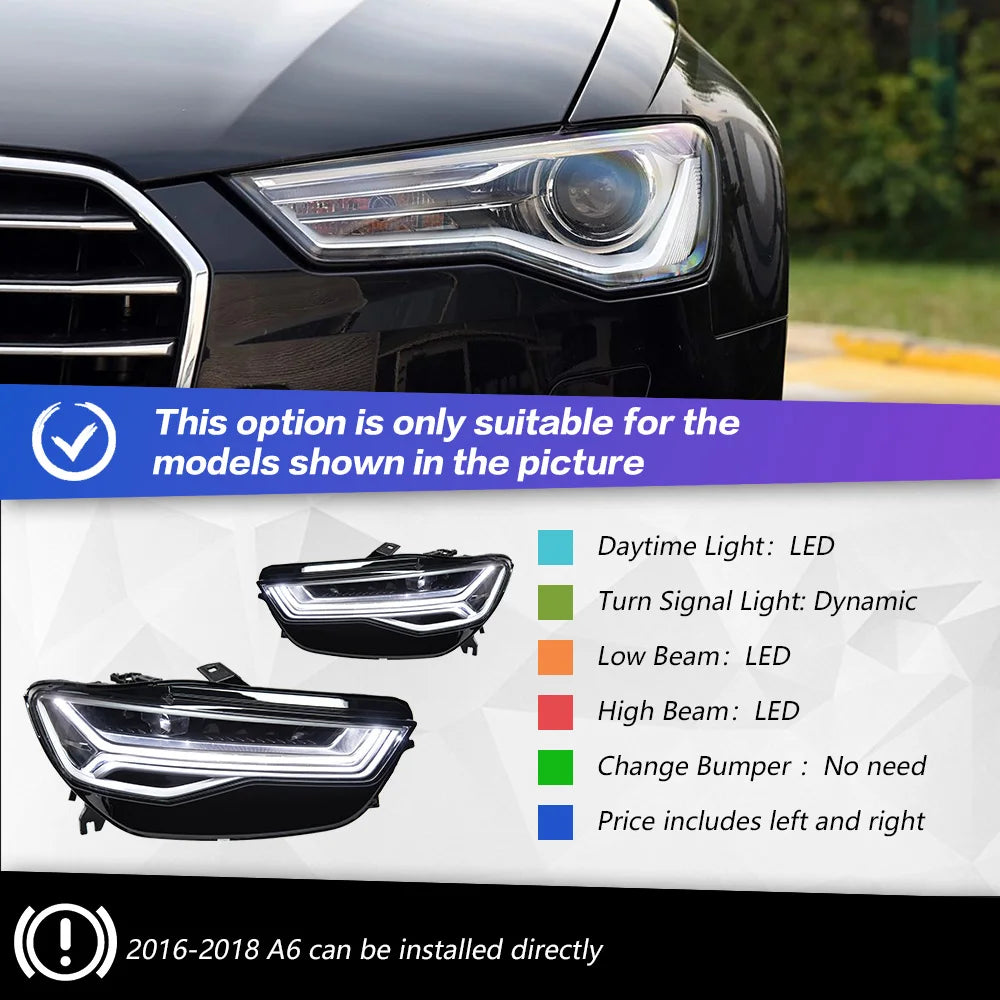 AKD Car Styling for A6 Headlights 2012-2018 Upgrade A6L All LED Headlight DRL Head Lamp Dynamic Singal High Low Beam Accessories