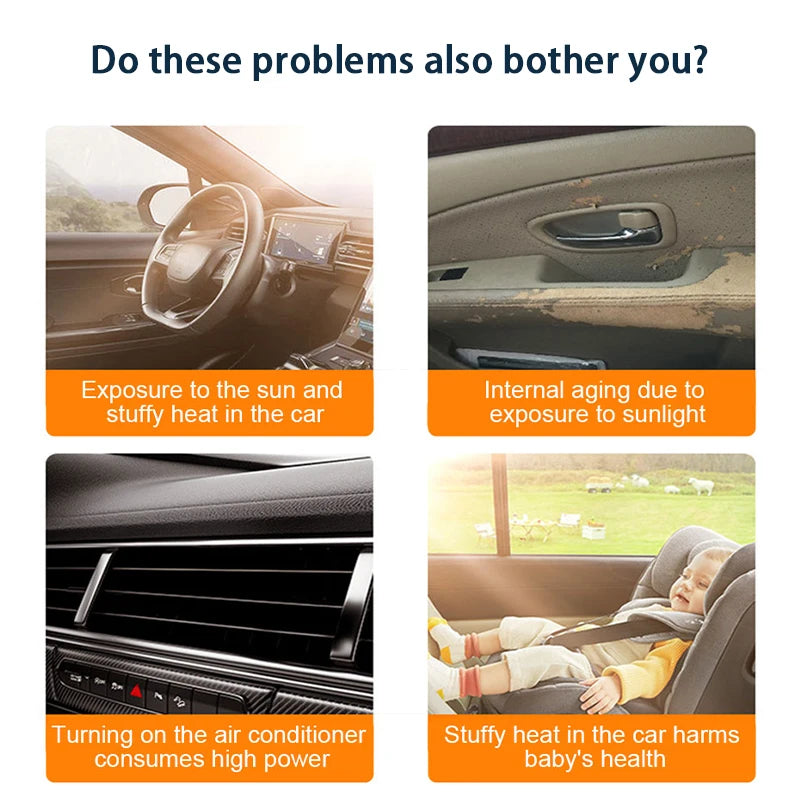 Car Sun Shade Side Window Curtain Front Rear Window Sunshade Summer UV Blocking