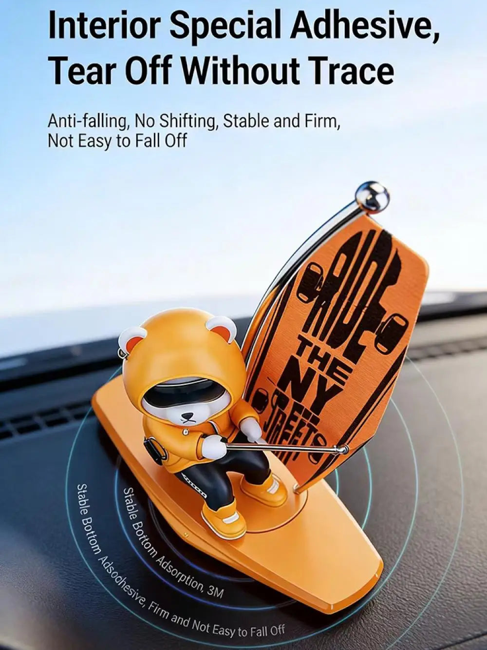 Car Dashboard Ornament Automatic Swing Surfing Bear Center Console Creative Auto Premium Automotive Accessory