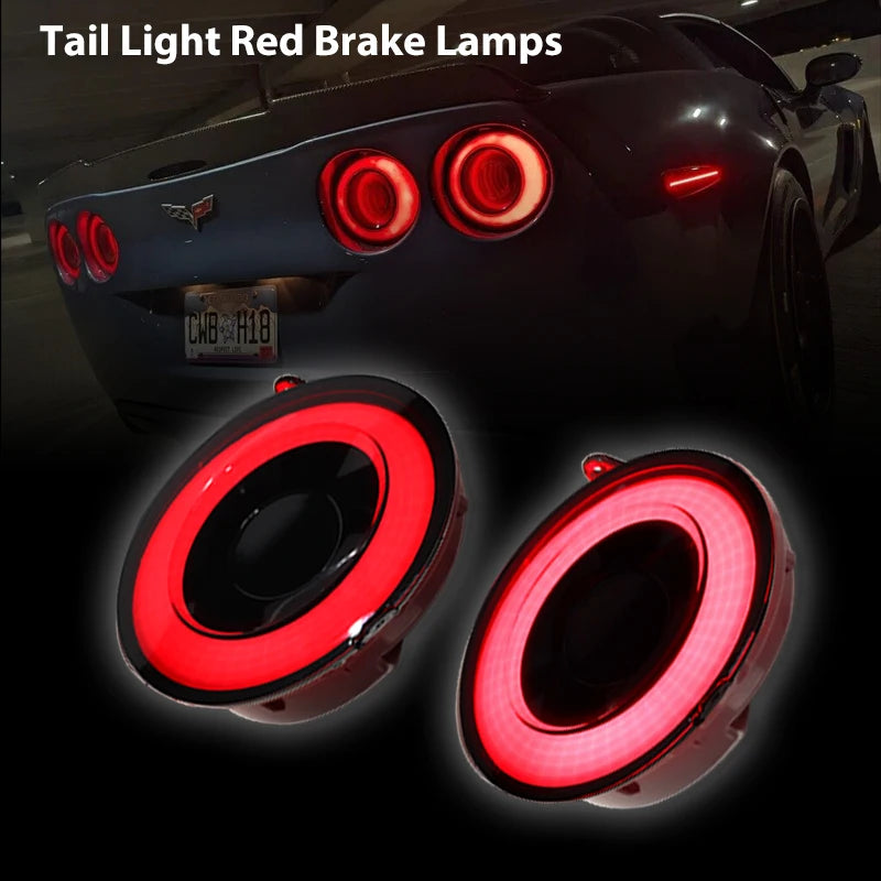 4pcs Full LED Halo Vette Tail Lamp Assemblies For 2005-2013 Chevrolet Corvette C6 Brake Light Turn Signal Lamp Parking Light