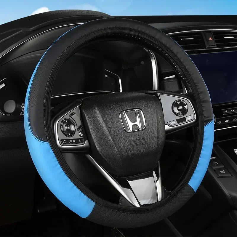 Leather Car Steering-wheel Cover 37CM-38CM Car-styling Interior Accessories