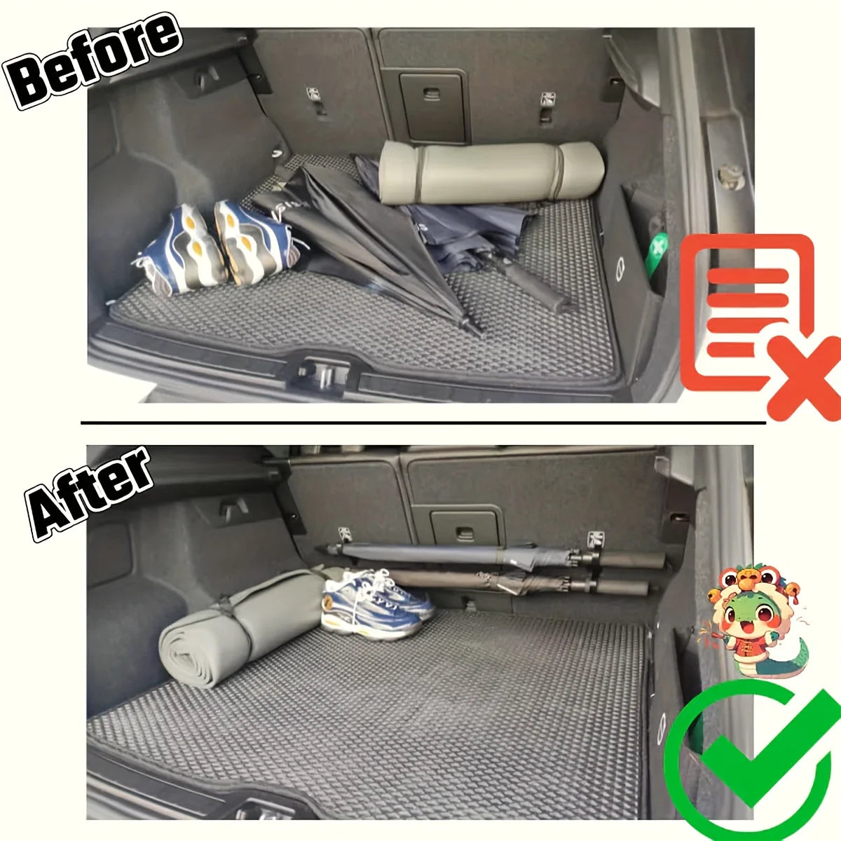 Lot of 2 Car Umbrella Hooks Trunk Hangers Universal for Sedans with No-Drill SUV