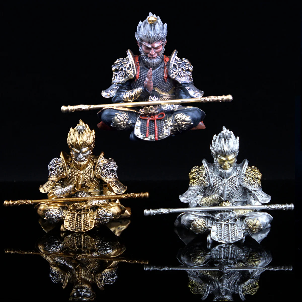 Vibrant Monkey King Figurine 1 Set Hand-Painted Plastic Car Dashboard Ornament Premium Automotive Accessory