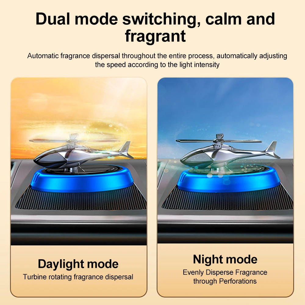 Solar Powered Rotation Helicopter Aromatherapy Car Air Freshener Alloy ABS SUV