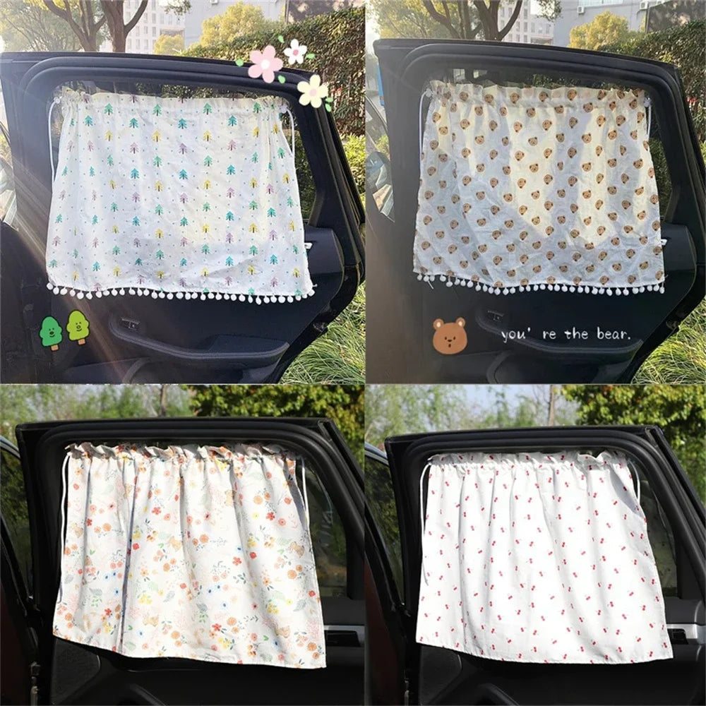 Suction Cup Curtain Shade Car Window Sunshade Cover Cartoon Universal Side