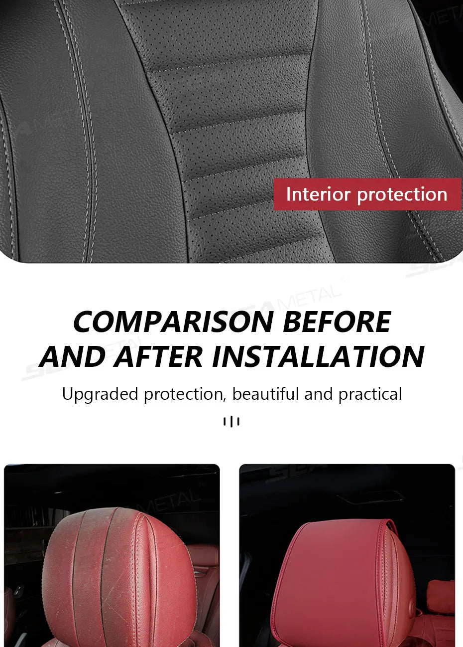 BLALION Premium Car Headrest Cover Universal Leatherette Neck Support Protector