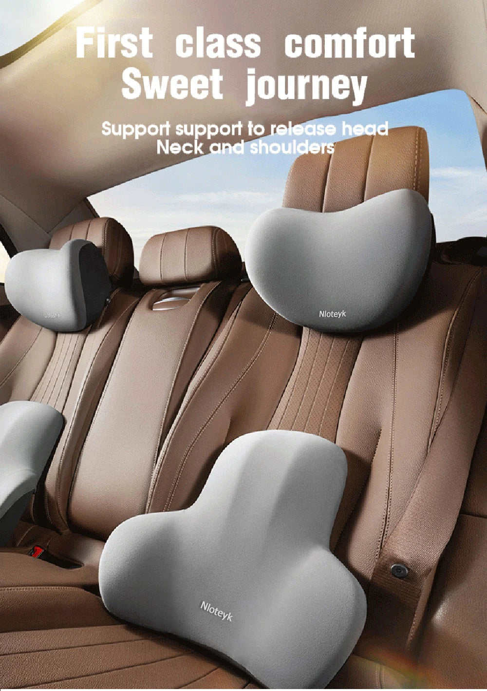 Car Neck Pillow Memory Foam Protective Lumbar Back Support Breathable SUV Truck