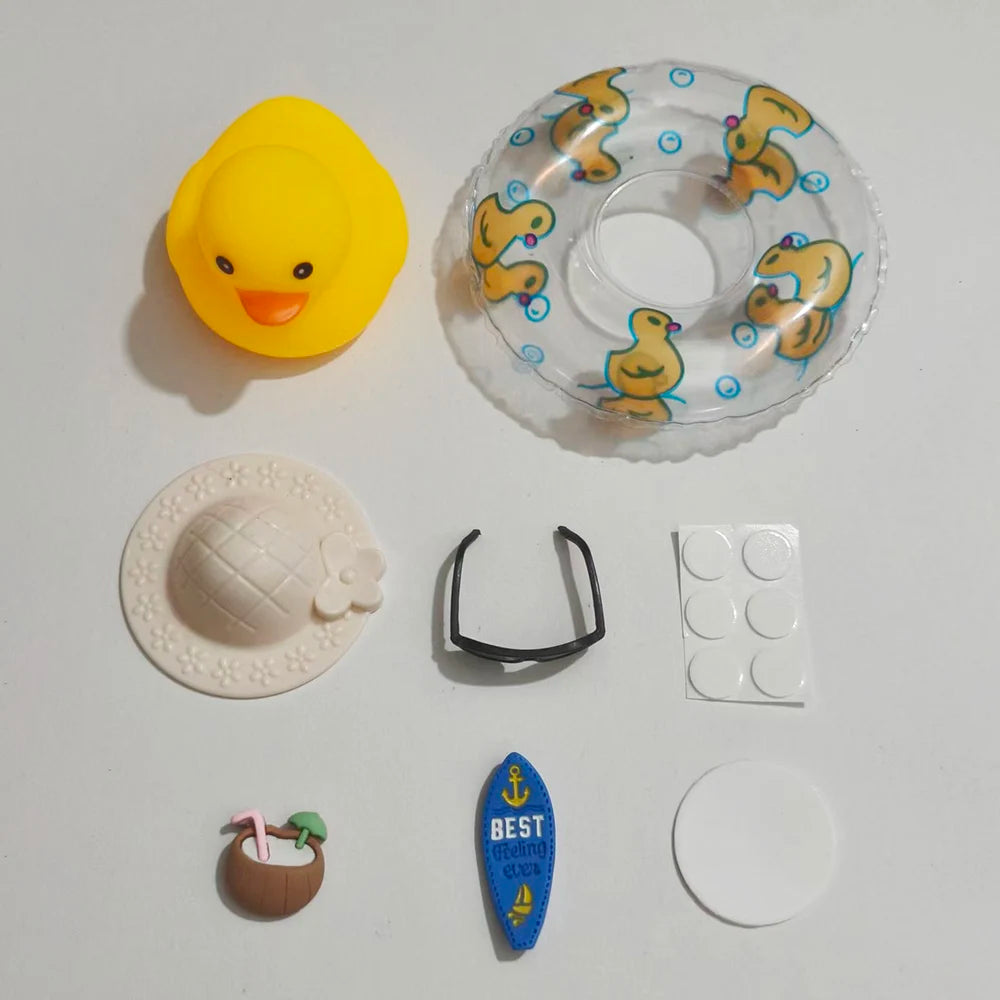 New! Car Dashboard Ornaments Summer Little Yellow Duck Coconut Skateboard Hat Premium Automotive Accessory