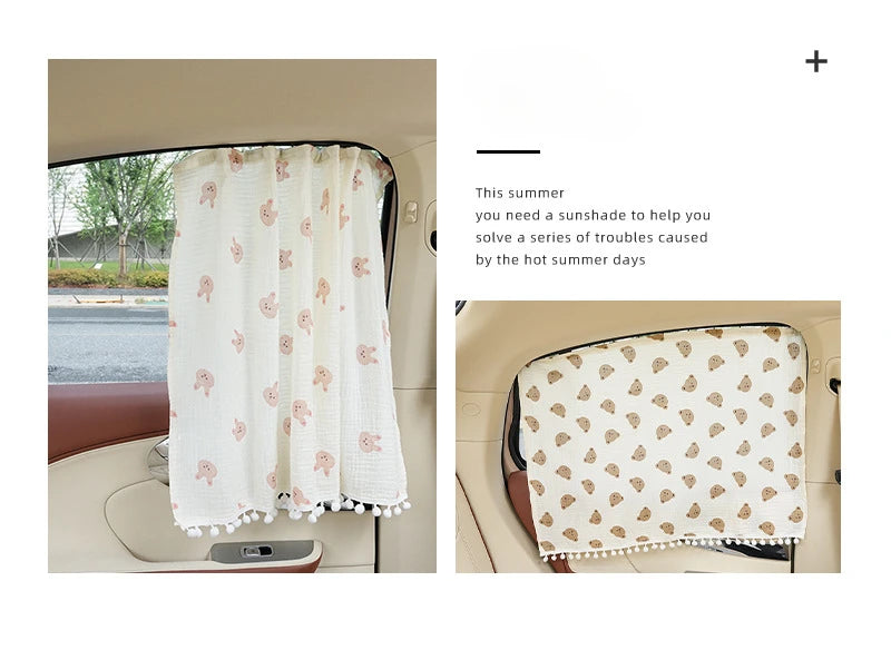 Cartoon Car Curtains Car Sunshade Side Curtains Embedded Rail Car with Sun