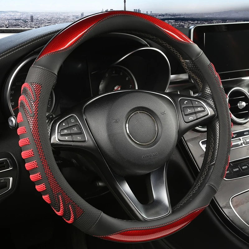 Three-dimensional Honeycomb Steering Wheel Cover Durable Leather Cover