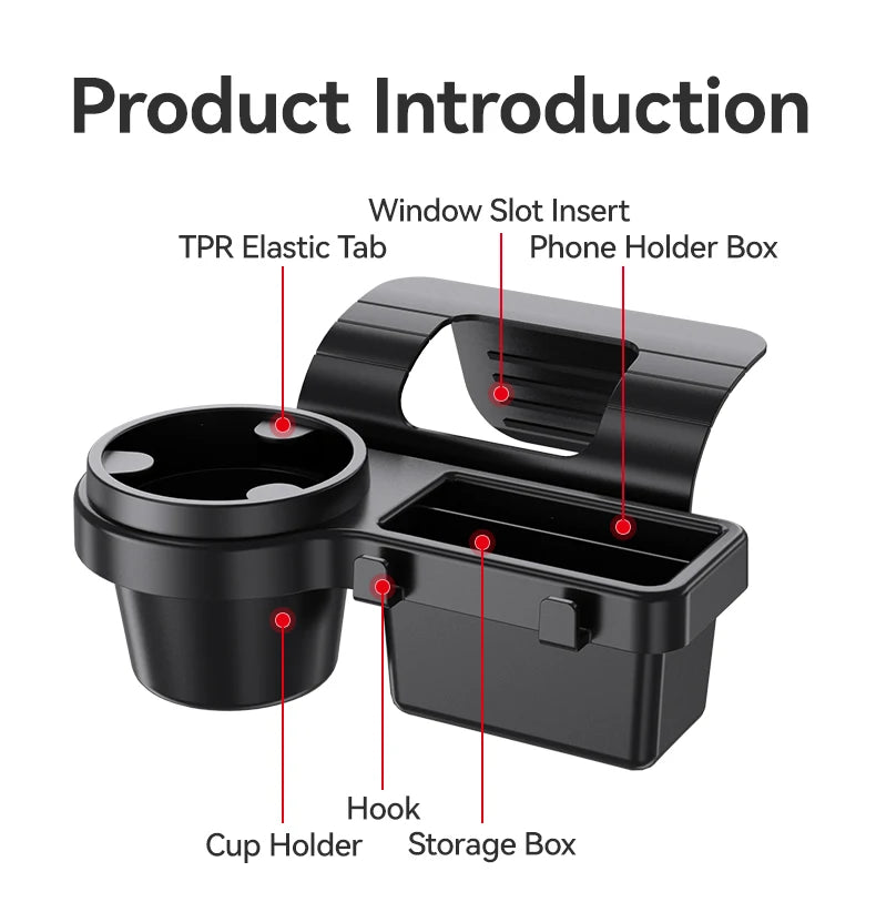 Car Cup Stand Phone Holder Mount Tray Side Door Window Storage Barrel Pocket