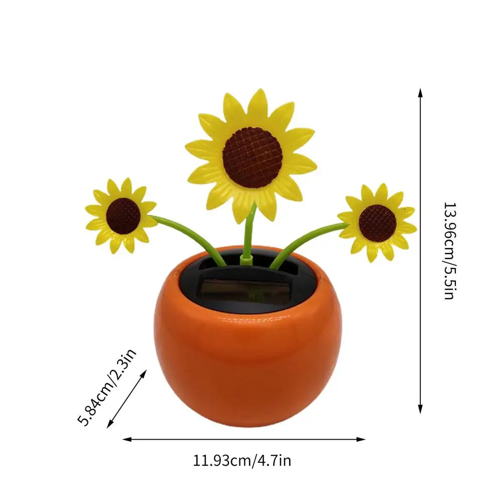 Solar Toy Sunflower Ornaments Dancing Flowers Powered Car Dashboard Automatic Premium Automotive Accessory