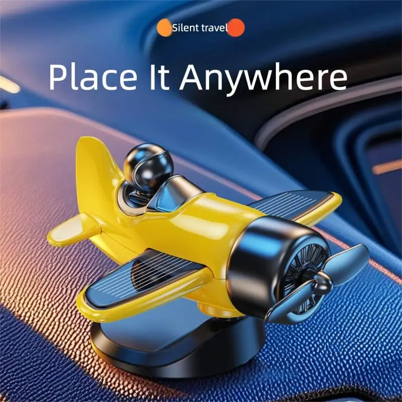 Solar Powered Rotating Airplane Car Dashboard Ornament 360° Auto Spin Decor Premium Automotive Accessory