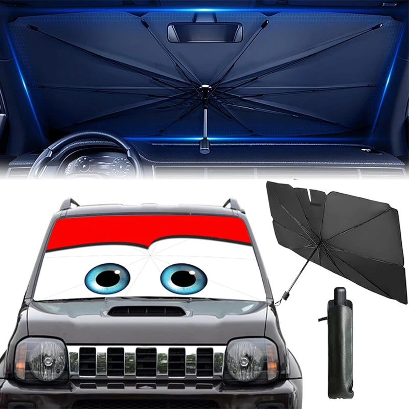 Cartoon Eyes parasol Car Sunshade Umbrella Solar Protection Front Window Shade