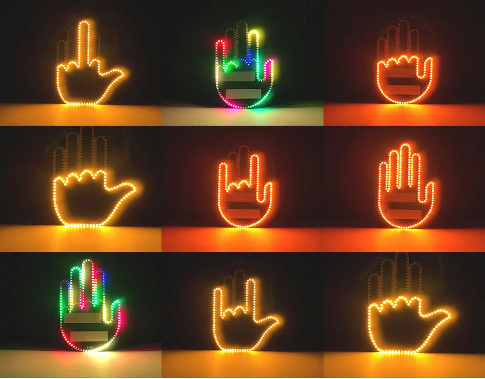 Car Finger Light With Remote Control Cool Funny Led Lighting Road Rage Middle Premium Automotive Accessory