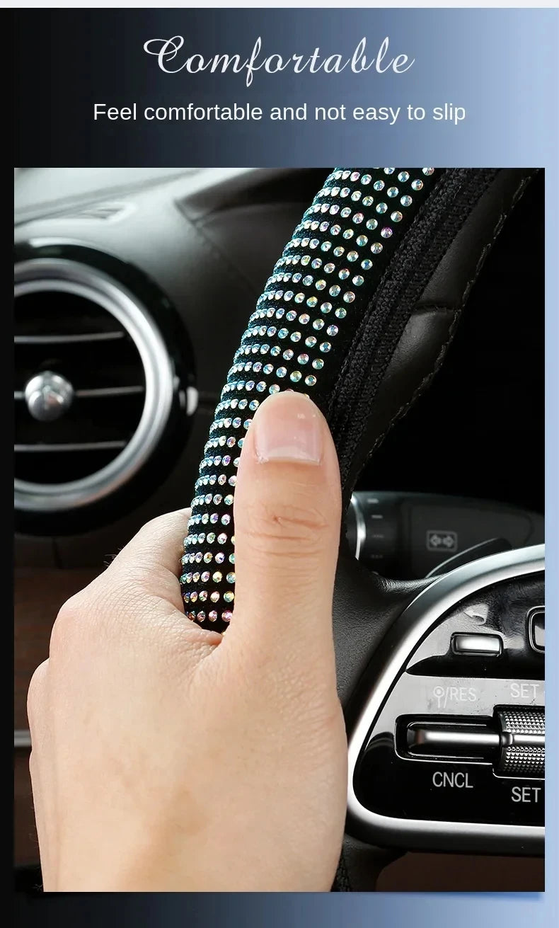 Crystal Steering Wheel Cover Bling Diamond Car Steering Wheel Cover