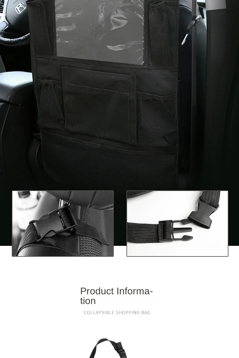 Car Backseat Organizer with Touch Screen Tablet Holder Auto Storage Pockets