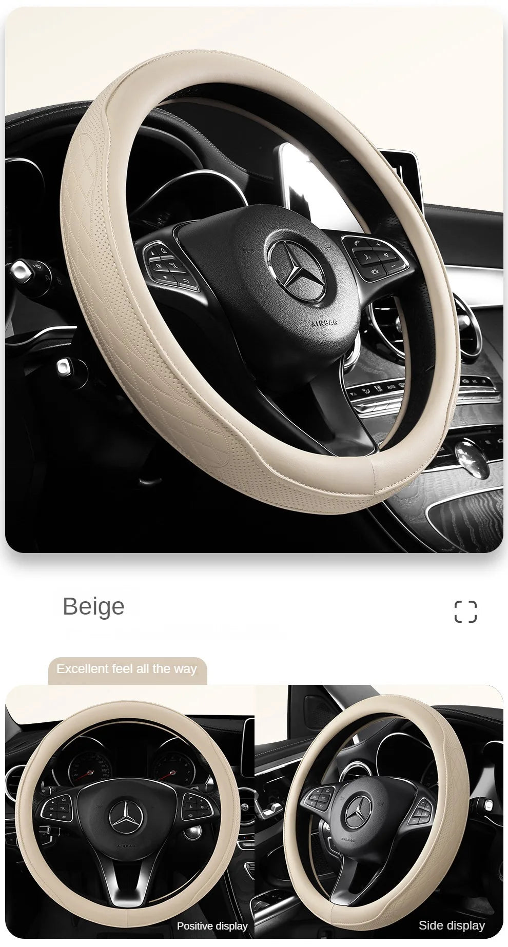 Steering Wheel Cover, Non-slip Napa Leather Perforated Patchwork Car Auto Vehicl