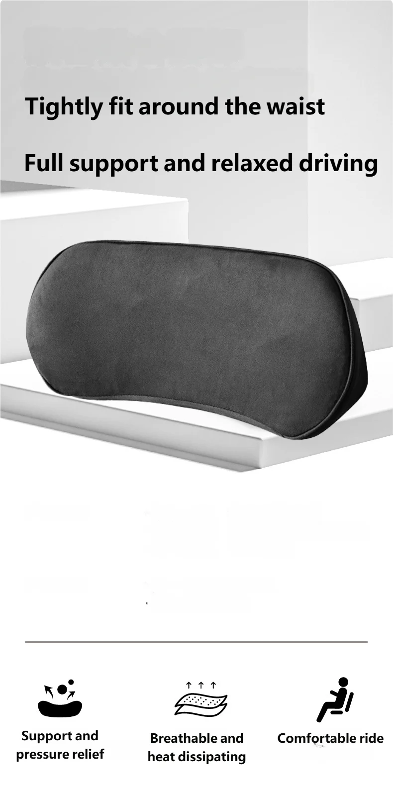 Car Memory Foam Lumbar Support Cushion Waist Pillow Backrest Seat Driver