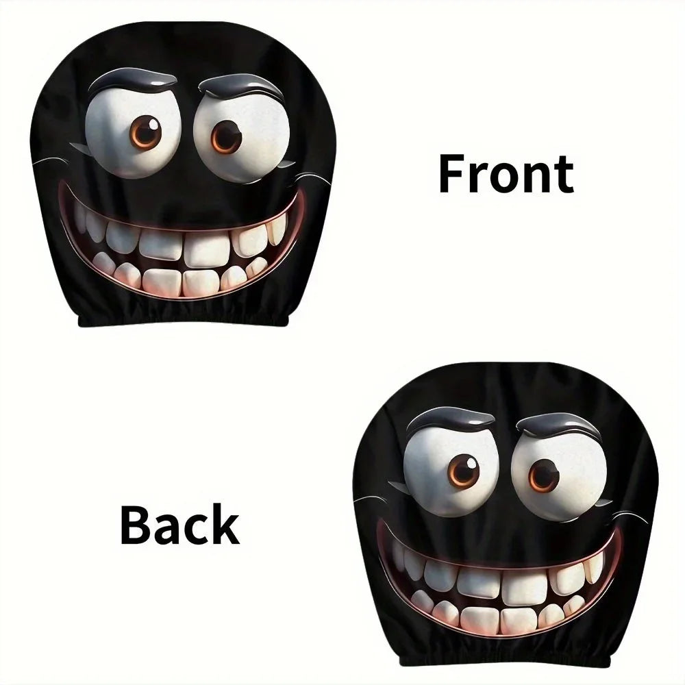 2pcs Smiley Face Printed Car Pillowcase Soft Comfortable Decorative Cushion