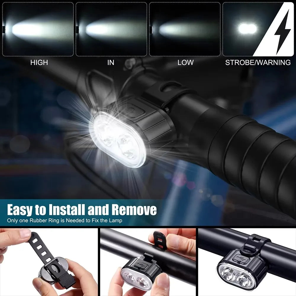 Cycling Bicycle Front Rear Light Set Bike USB Charge Headlight Light MTB Waterproof Taillight LED Lantern Bicycle Accessories