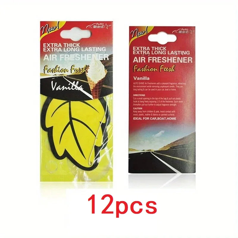 3-60pcs Car Air Freshener Natural Scented Tea Paper Auto Hanging Vanilla Perfume