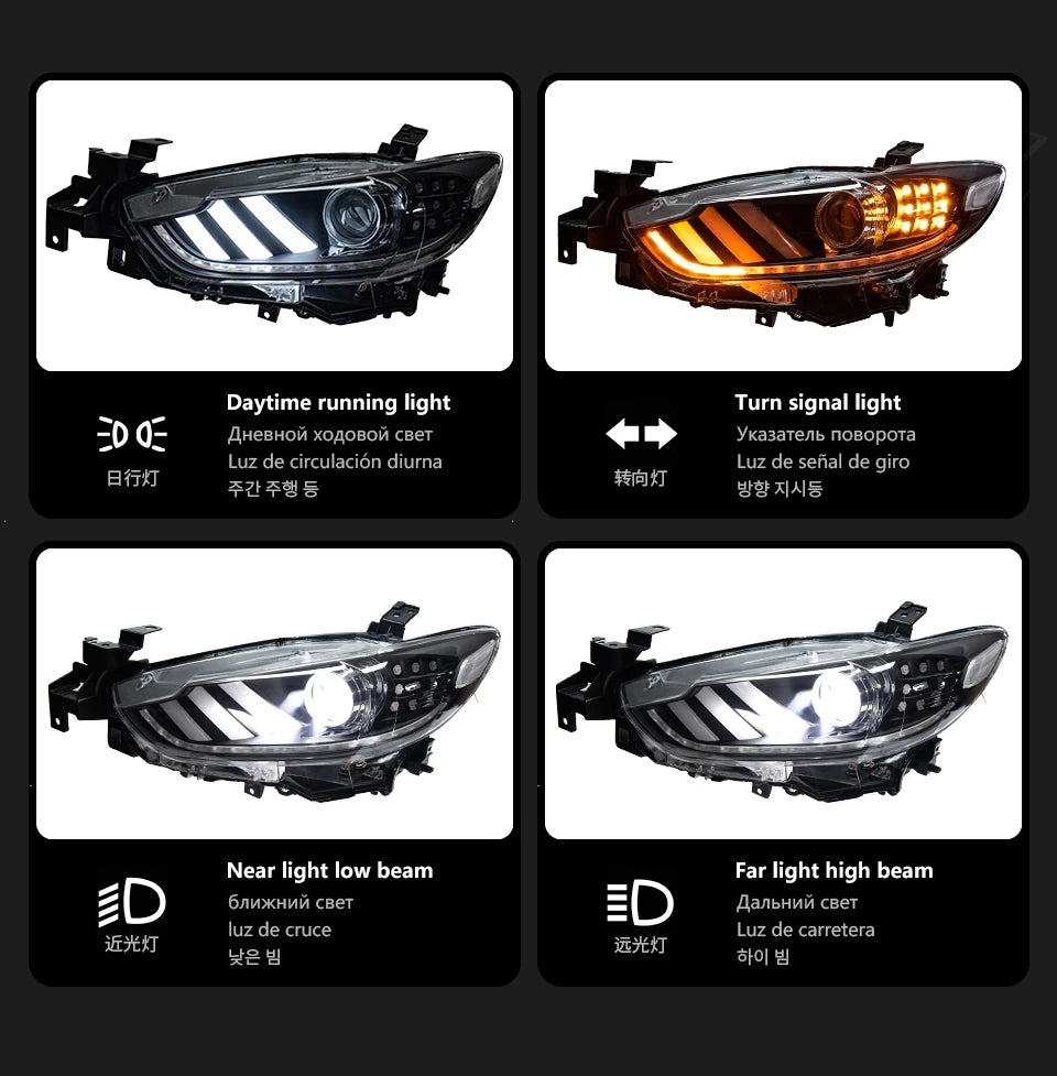 Head Lamp For Mazda 6 Atenza 2013-2017 Mustang Headlights Fog Light Day Running Light DRL H7 LED Bi Xenon Bulb Car Accessory