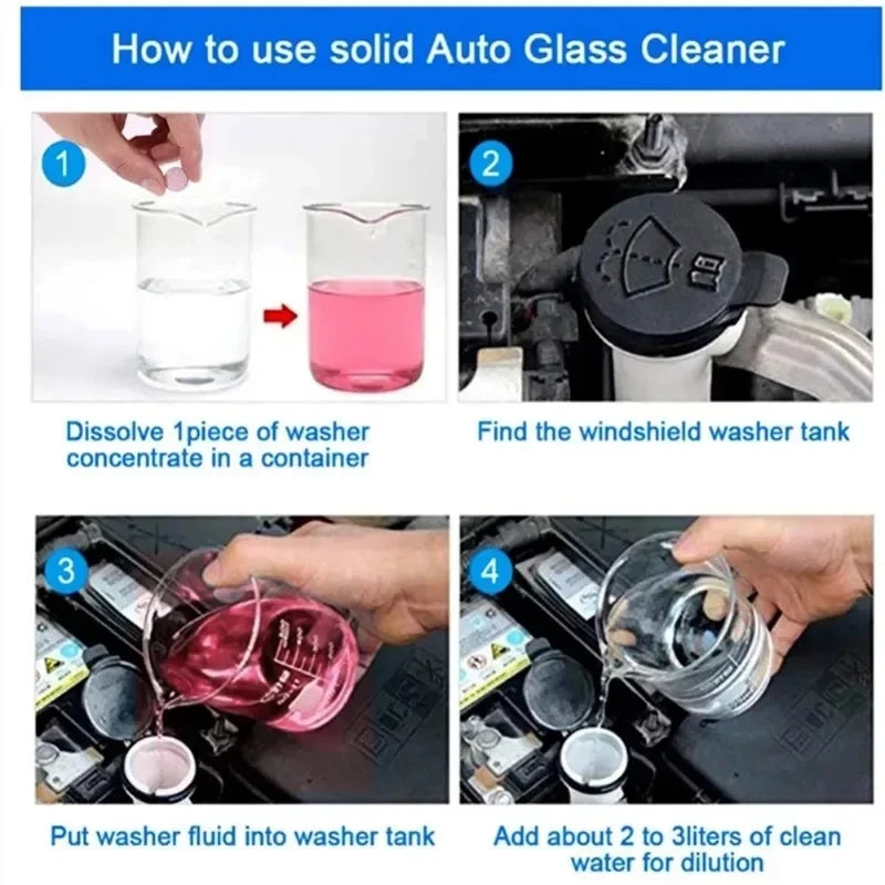 Car Windshield Glass Concentrated Washer Tablets Effervescent Fluid Wiper Solid Premium Automotive Accessory