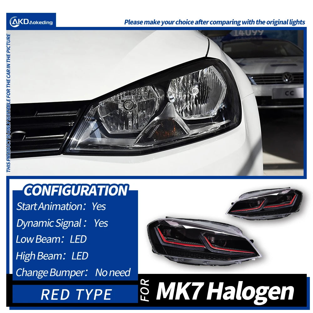 AKD Car Styling for VW Golf 7 MK7 LED Headlight 2013-2016 Golf7 DRL Dynamic Signal Head Lamp Projector Automotive Accessories