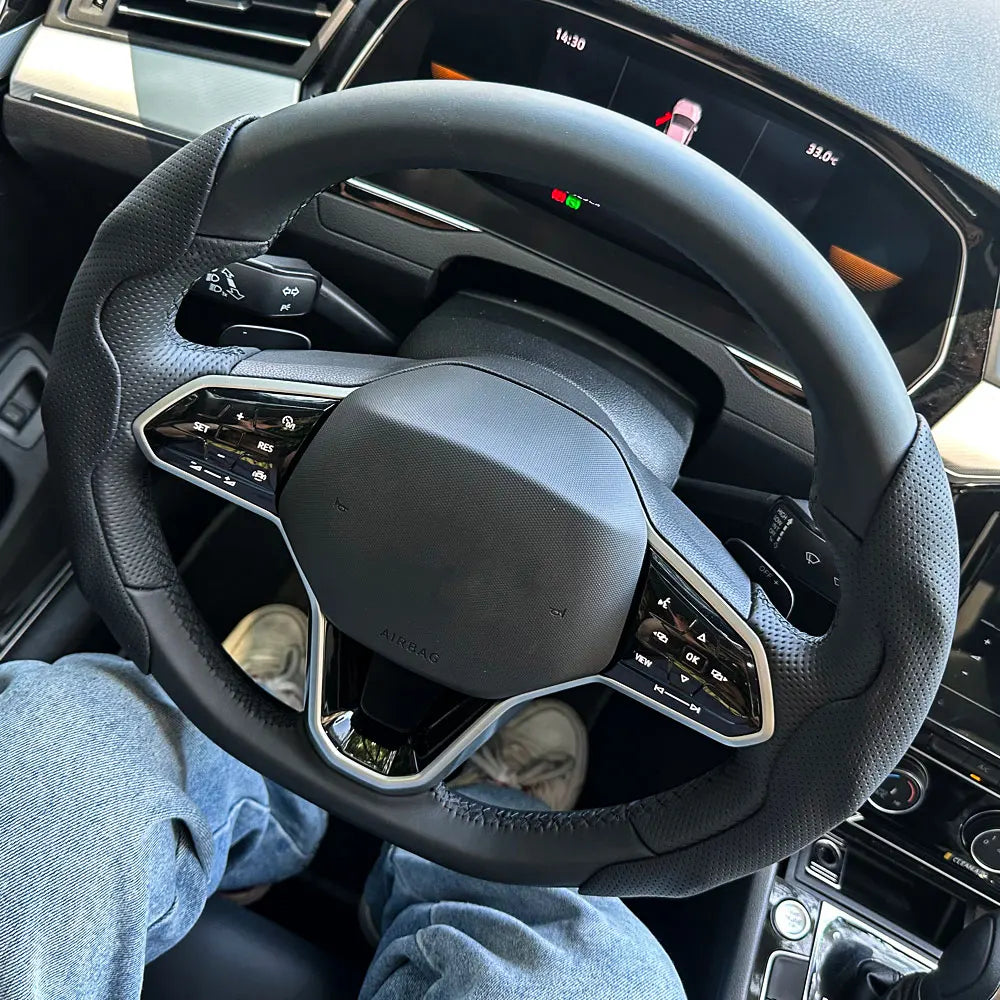 2 PCS Universal Round Car Steering Wheel Cover Carbon Fiber