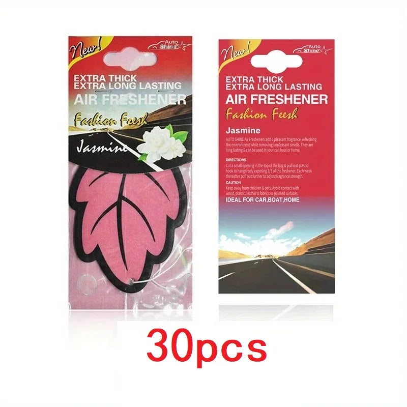 3-60pcs Car Air Freshener Natural Scented Tea Paper Auto Hanging Vanilla Perfume