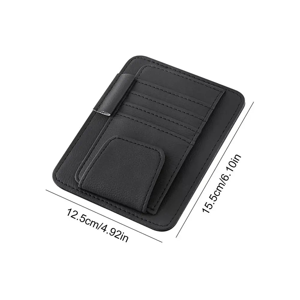Car Sun Visor Organizer Multi-Pocket Business Card Storage Management Sunglasses
