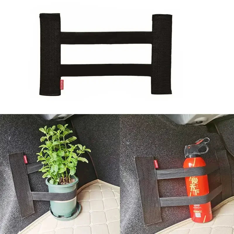 Car Trunk Organizer Elastic Fixing Belt Storage Bag Tapes Fire Extinguisher