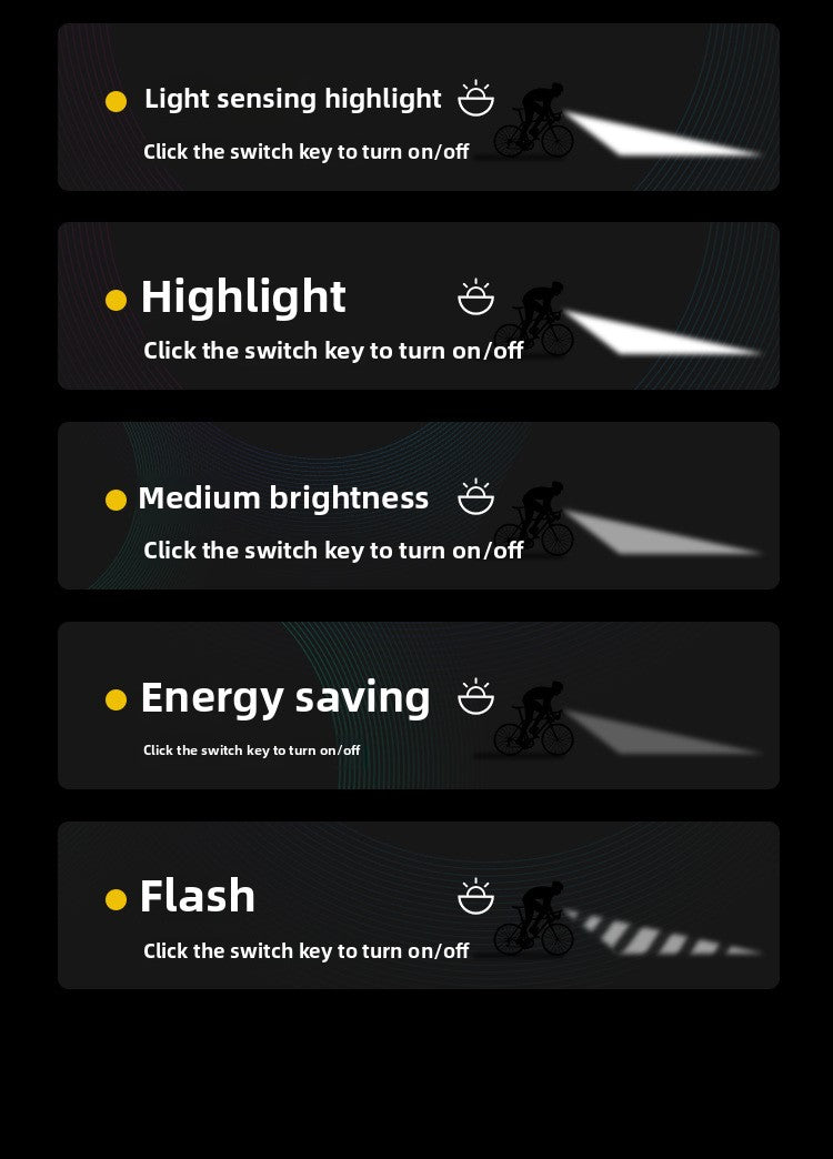 Bicycle lights, bike lights, cycling lights, TYPE-C charging digital display, high brightness, road bike sensing, night riding